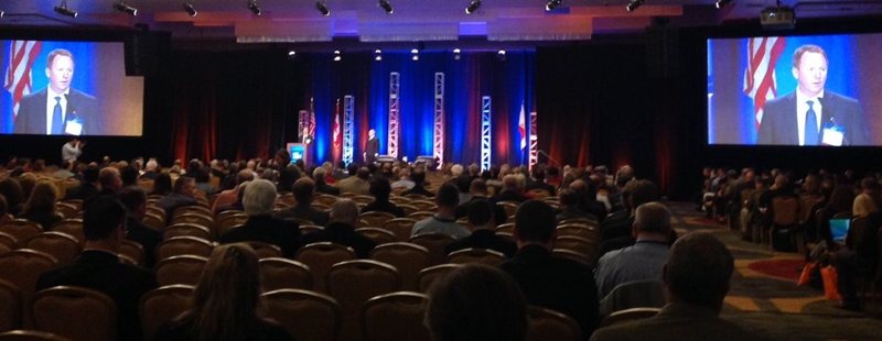 Image of Matt Bailey, ADTA President presents message to the DRI Annual Meeting attendees